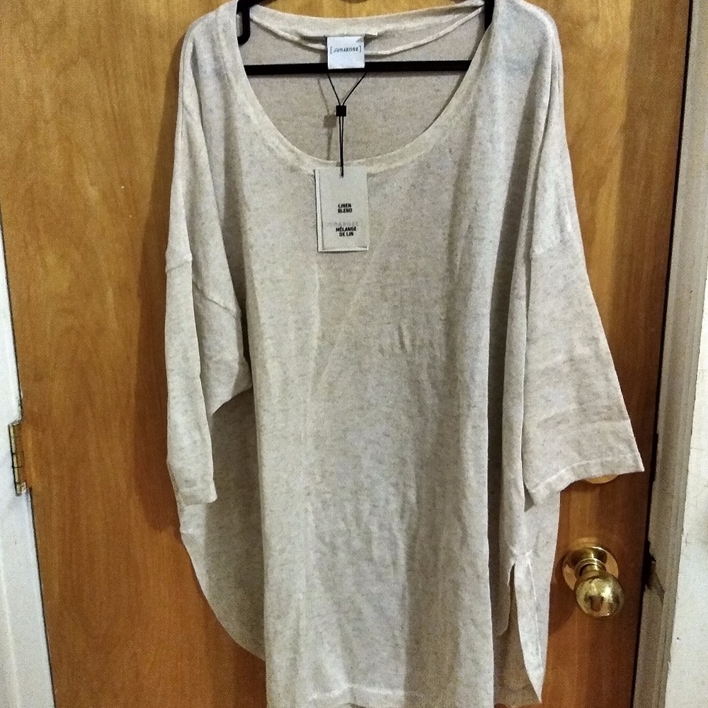 Junarose Womens Plus 1X Linen Loose Knit Pullover